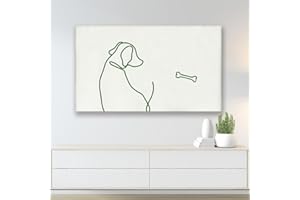 Hiseng Couverture TV Anti-poussière Imprimé Vert, Housse de Protection de L'écran de Télévision, Chambre À Coucher Intérieure Décoration du Salon (55-65 Pouces,Chien)