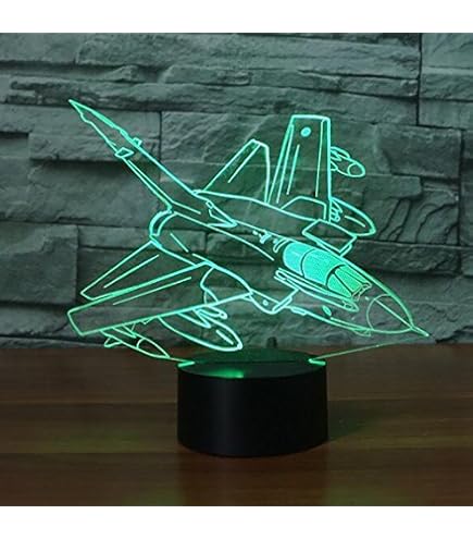 3D Flugzeug Lampe USB – 7 Farben, Optische Illusion, LED Nachtlicht Für Kinderzimmer, Schlafzimmer, Party, Mit USB-Kabel