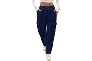 YloveM Pantaloni Tuta Donna Invernali Sportivi in Pile con Tasche Vita Alta e Coulisse Jogging Casual Larghi