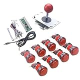 Free & Fast Shipping WINIT 1 Player LED Lights Arcade DIY Parts Kit 8 x LED Light Button + 5Pin 8 Way Joystick for USB MAME, Raspberry Pi, Raspberry Pi 2, Raspberry Pi 3 RetroPie Projects Color: Red