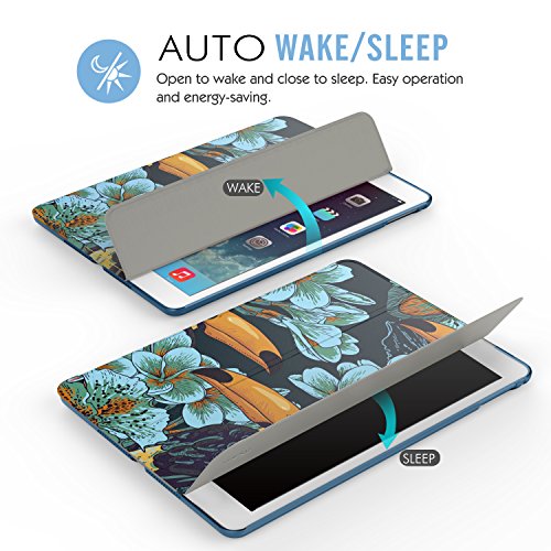 MoKo Hülle für iPad Air – PU Leder Tasche Schale Smart Case mit Translucent Rücken Deckel, mit Auto Schlaf/Wach Funktion und Standfunktion für Apple iPad Air / iPad 5 (5th Gen) 9.7″ Tablet, Tukan Vogel - 7