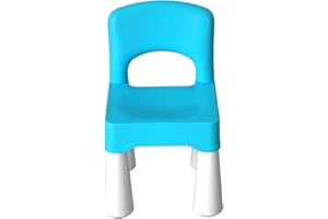 burgkidz Sedia Bambini Plastica, Resistente e Leggera, Altezza Sedile 9,3", Uso Interno o Esterno per Ragazzi 2 anni in su, Blu