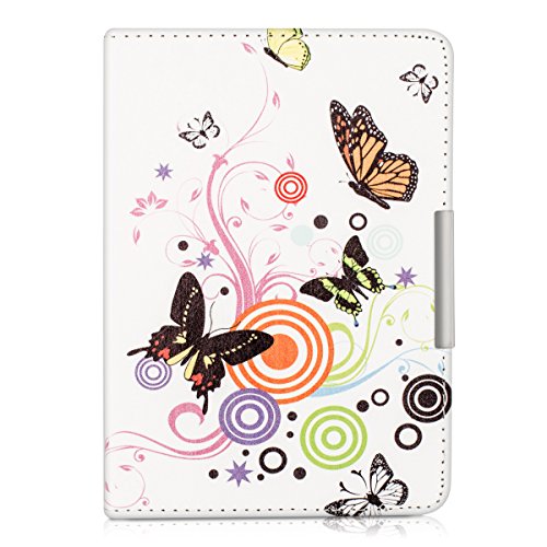 kwmobile Hülle für Tolino Shine / Page – Flipcover Case eReader Schutzhülle – Bookstyle Klapphülle Schmetterlinge Hippie Design Mehrfarbig Pink Weiß - 2