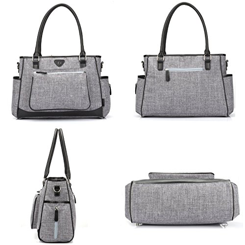 Baby Wickeltasche, BRINCH Multifunktion Baby Windel Umhängetasche tragbare Einkaufstasche mit Wickelunterlage, Isolierte Tasche, Kinderwagenbefestigungen - 9