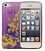 Price comparison product image FoneM8® - PURPLE Butterfly Yellow Flowers Designer Case For iPhone 5 5S Gel Skin Cover