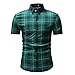 Produktbild B-commerce Herren Tops - Spring Fashion Printed Casual Kurzarm Plaid Stehkragen Neck Shirts Schlank Enge Streifenbluse Für Tägliche Offce Man Kleidung