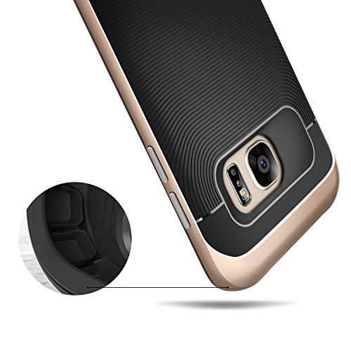 Caseology Funda Galaxy S7 Edge   Serie Wavelength  Protectora Doble Capa Texturizada con Ajuste de Precision y sujecion Segura  Negro Oro - Black Oro  para Samsung Galaxy S7 Edge  2016 