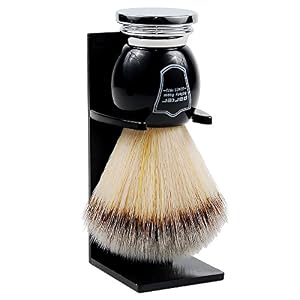 Parker Safety Razor Large Synthetic Fibre Shaving Brush with Black Resin Handle and Stand - Image 2