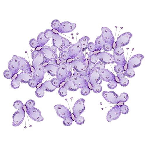 Drahtgebundenen Netz Strumpf Glanz Schmetterlinge 5x4.5 cm 50 Stk. Lila