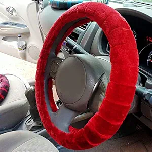 CS GLARE Car Steering Wheel Cover Odorless, Warmer Hands In Winter, Cooler Hands In Summer (Red, Small)