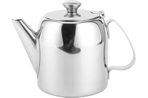 LEOPACAT Teapot Stainless Steel Tea Kettle Mirror Finish Food Grade Material Cold Short Spout Pour Over Round Water for Home Kitchen Hotel Restaurant Conference Room (20 oz (aprox. 500 ml))