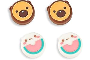 DLseego Thumb Grips Set, 4 PCS Thumb Grips Cover Silicone Joystick Caps for Switch/Switch Lite, Cute Animal Analog Stick Caps for Thumb Grips Controller-Cat&Bear