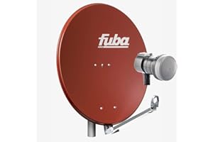 FUBA VERTRIEBS-GMBH Fuba Satellitenschüssel Komplettset 1 Teilnehmer DAL 801 R - Sat Komplettanlage Fuba DAL 800 R Alu Sat-Schüssel/Sat-Spiegel 80cm rot + Fuba DEK 117 Single Universal LNB - HDTV, UHD(4K/8K), 3D