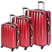 Produktbild TecTake 3 teiliges Polycarbonat Reisekofferset Trolley Hartschalenkoffer Rollkoffer 4 Rollen 360 Grad bordeaux
