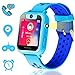 Produktbild Kinder Smart Watch Phone Touchscreen Smartwatch für Kinder SOS Tracker Anruf Kamera Taschenlampen Anti-Lost für Jungen und Mädchen (S6-Blau)