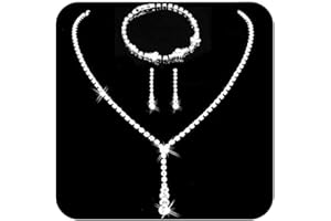 Ushiny Set di gioielli da sposa in argento con strass da sposa e orecchini, set di gioielli in zirconia cubica per donne e ragazze
