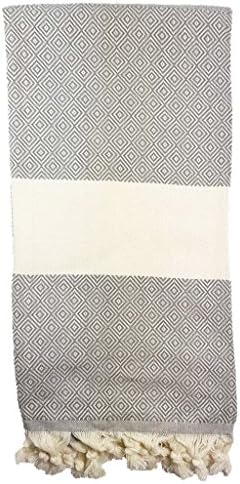 Luxury Quality Large Turkish HAMMAM PESHTEMAL Cotton Bath Towel Beach UK Seller - Pebble Grey