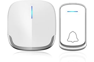 WODONDOG Wireless Doorbell, Waterproof Plug in Cordless Door Chime Kit, 300m Range 58 Chimes, 5-Level Volume & Blue Light (1T1)