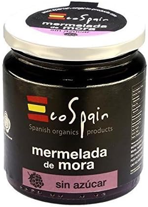Organic sugarfree BlackBerry jam with Agave Syrup. No preservatives or colorings. Gluten Free. Organic Product 275 Gr.