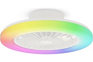 ‎BKZO BKZO moderne Smart-LED-Deckenleuchte mit Ventilator, RGB Deckenventilator-Leuchten, 6 Lüftungsgeschwindigkeiten, stufenlos dimmbares Licht für Wohnzimmer, Schlafzimmer, Büro, 3000-5500 K(weißer 50CM)