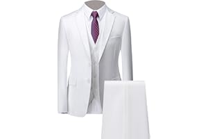 JESHIFANGJIUSU Ensemble de Costume 3 Pièces Slim pour Hommes Costumes de Smokings de Mariage Formels Solides à 2 Boutons Châle Revers Élégant Blazer de Fête Gilet Pantalon