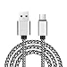Produktbild kingko 0.3m,1m Micro USB Kabel, Nylon USB cable Ladekabel geflochtenes für Android Smartphones, Samsung, HTC, Sony, Nexus und mehr (Silber1M)