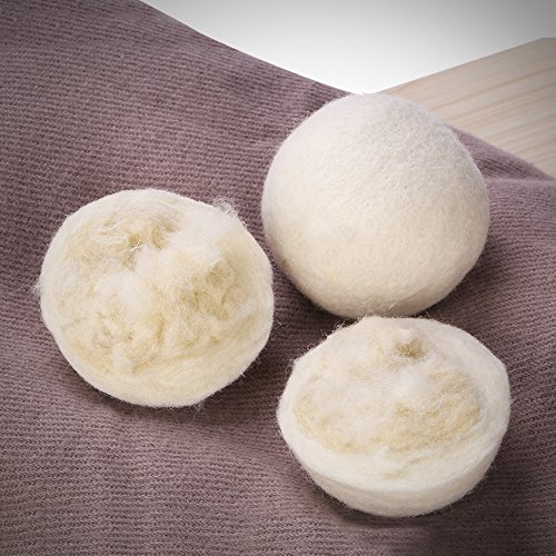 GHB 6 Stück Trocknerbälle aus 100% Schafwolle Trocknerkugeln für Wäschetrockner Wiederverwendbar natürlicher Weichspüler - 3