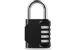Cadenas code 4 chiffres Cadenas code casier Petit cadenas Imperméable à l'eau Convient aux casiers de gymnastique aux valise aux sacs à dos et autres casiers voyage accessoires Noir