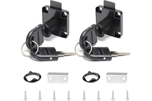 GZGXKJ 2 Pack Black Cupboard Office Drawer Cam Lock Filing Cabinet Lock with 2 Keys Square Base Screw Fixed Furniture Security Lock for Furniture Door Household Mailbox Glass Showcase