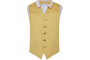 DQT Boys Plain Satin Wedding Tuxedo Waistcoat and Bow Tie