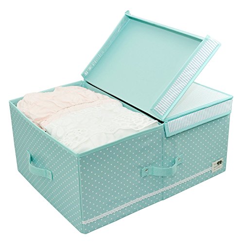 Caja de almacenamiento plegable debajo de la cama para guardarropas, separadores extraíbles con velcro, 60L, Menta verde