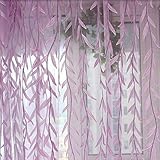 Vorhänge ländlicher Stil Weidenblätter-Muster, versetzt, Rollo, bedruckt, Glas-Garn, für Tür Fenster Deko, 1 m x 2 m, grün Violett - 2