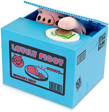Money Box with Pig - Blue "Rich Sow" Design - Gadget Electric Money Bank as a Gift Idea - Grinscard
