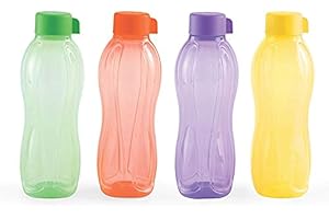 Tupperware Aqua-Safe Plastic Water Bottle, Set of 4 (1 Litre Each)