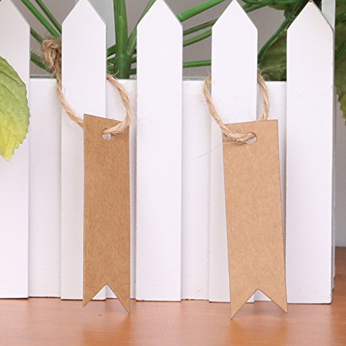100 Kraftpapier Tag Hochzeit Bonbonniere Geschenkaufkleber Geschenkanhänger Hängeetiketten Anhängeetiketten - 2
