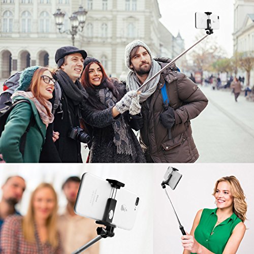 Selfie Stangen, PEYOU [3 in 1]Pocket Bluetooth Selfie Erweiterbar Stick mit Stativ und abnehmbarer Bluetooth Fernbedienung fÃ¼r Gopro Kamera, iPhone, Samsung Galaxy & Smartphone unter 6 zoll