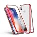 Produktbild Huawei P20 Lite Hülle, Jonwelsy Metallrahmen Magnetische Adsorption Handyhülle mit eingebautem Magnetklappdeckel, Ultra Dünn Gehärtetes Glas Transparente Back Cover für Huawei P20 Lite