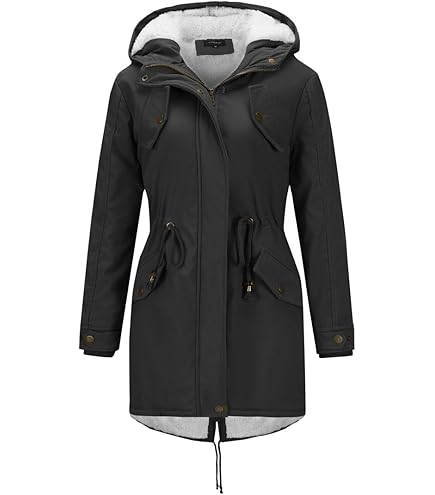 FUPODD Wintermantel Damen Lang - Teddyfutter Mit Fellkapuze, Elegant & Warm