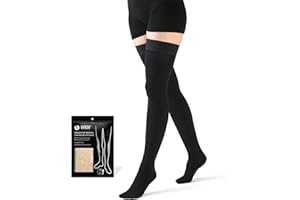 VARCOH Compression Socks for Women Thigh High, Compression Stockings Good for DVT, Pregnancy, Varicose Veins,Edema (L,Black)