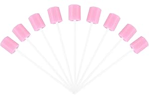 Rosenice, bastoncini per la pulizia del cavo orale, confezione da 100 pezzi, tamponi monouso con punta in gommapiuma, per la pulizia della bocca, colore rosa