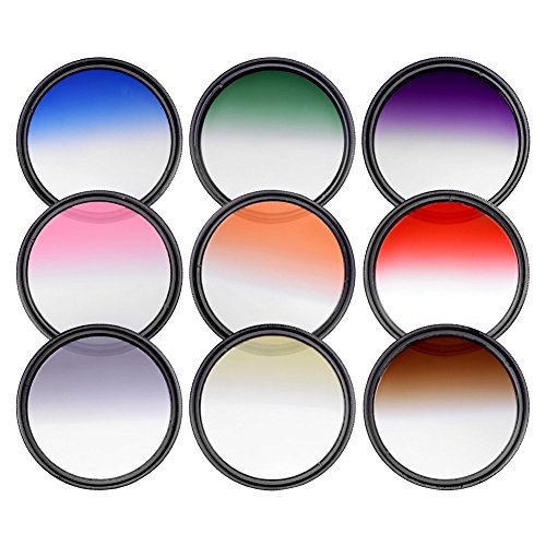 Lot de filtres color  s slim Cam-Ulata - Pochettes de rangement incluses - Pour appareil photo reflex num  rique - Compatible avec Sony Alpha A6300  A6000  A5000  A5100  NEX 5  6  Nikon 1  AW1  J1  J2  J3  J4  J5  S1  S2  V1  V2  V3 