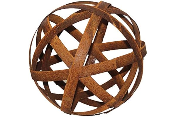 Bornhöft - Boule de 30 cm en métal - Rouille noble, à motif bandes - Décoration de jardin