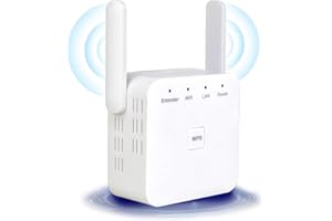 FWQW Upgraded WiFi Extender Booster- Long Range WiFi Booster for 4000 Sq.ft Homes | WiFi Extender with 2 Antennas + 45 Devices & Ethernet Port, Home Wireless Signal Booster (White)
