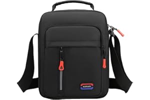 A-QMZL Men Shoulder Bag Messenger Bags Small Canvas Cross Body Bag Casual Travel Phone Bag Handbag with Multiple Pockets for School Working Hiking (Black)