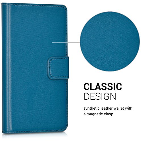 kwmobile Funda para bq Aquaris U Plus - Carcasa de  Cuero sint  tico  - Case con Tapa y  Tarjetero  en  Azul Oscuro 