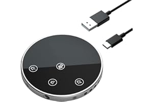 Lechnical Desktop USB Conference Speakerphone Microphone 360 Dgree Omnidirectional Condenser Plug & Play PC Computer Mic with Speaker Touch-Sensor Buttons Mute/Volume Function Compatible with Windowsf