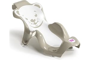 OKBABY Buddy Sdraietta Anatomica con Seduta in Gomma Antiscivolo per il Bagnetto del Neonato, 0-8 Mesi (8 kg), Grigio