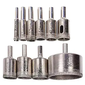 A&S TOOL SHOP 10 Pcs Diamond Drill Bit Set Hole Saws for Porcelain Tiles Glass Marble and Granite