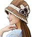 Produktbild Amlaiworld Winter Plüschkugel blumen Strickmütze damen Wolle geschenk Hut Frauen Warm Crochet Schirmmützen mädchen elegant Caps (One size, Braun)