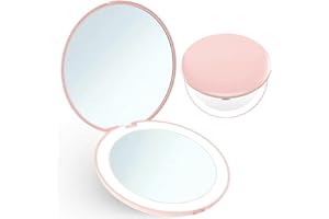 Giazee Compact Mirror – 1X/10X Magnifying Travel LED Makeup Mirror, Portable Foldable Small Pocket Mirror for Handbag Purse